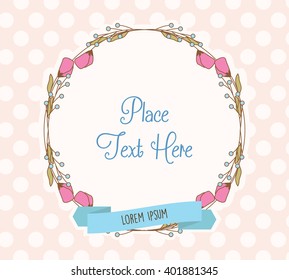 Floral Wreath Frame Vector with Banner