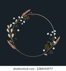 Floral wreath with a golden circle
