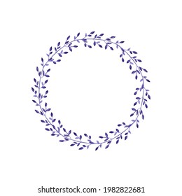 Floral wreath of grass in a circle. Hand drawn wild herbs. Botanical vector illustration. Great for posting text, quote, or logo. Round frame or border. 