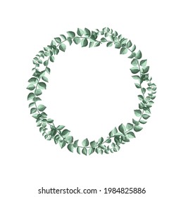 Floral wreath of grass in a circle. Hand drawn wild herbs. Botanical vector illustration. Great for posting text, quote, or logo. Round frame or border. 