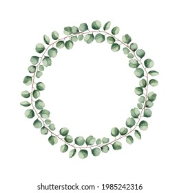 Floral wreath of grass in a circle. Hand drawn wild herbs. Botanical vector illustration. Great for posting text, quote, or logo. Round frame or border. 