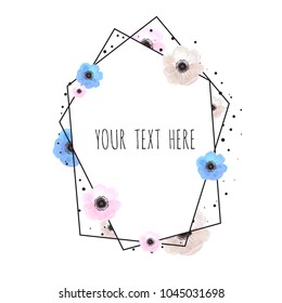 Floral wreath with green eucalyptus leaves. Frame border with copy space. eps10
