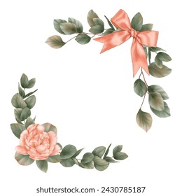 Floral wreath with green leaves