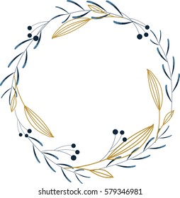 Floral wreath. Hand drawn vector illustration. Beautiful template for your design. Space for  text.
