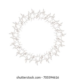 Floral wreath. Hand drawn vector round frame. Decorative elements for design. Ink, vintage and rustic styles.