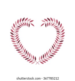 Floral wreath in heart shape frame. Floral border. Vector design element for wedding card and valentine day