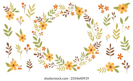 Floral Wreath and Isolated Cliparts