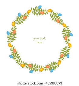 Floral wreath isolated on white. Floral Frame for wedding invitations and birthday cards.