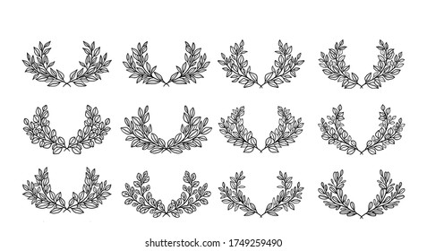 Colección de elementos de floral de flor y bifurcación de hojas para invitación de boda o decoración