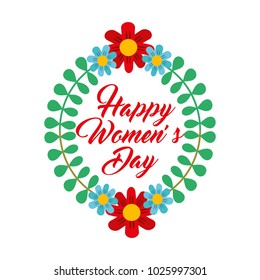 floral wreath leaves ornament happy womens day