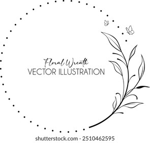 Floral wreath with leaves for wedding, Decorative element for design A gorgeous leaves wreath that will look lovely on wedding invites, cards, and logos.