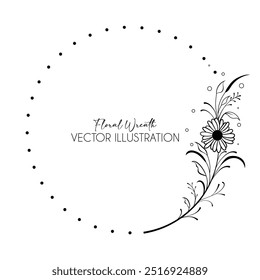 Floral wreath with leaves for wedding, Decorative element for design