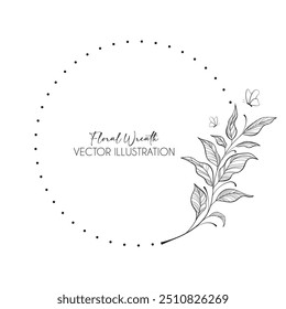 Guirnalda floral con hojas para invitaciones de boda, tarjetas, logotipos y etiquetas de embalaje