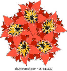 Floral wreath of lilies, vector illustration