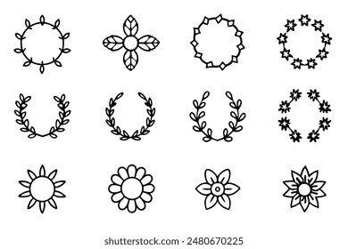 Floral Wreath Line Art Artistic Set