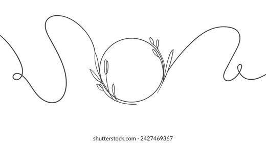 Floral wreath line art drawing on white background. Vector illustration