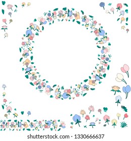 Floral wreath on isolated background. Lotus.