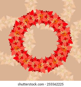 Floral wreath on seamless background, vector. 
