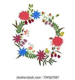 Floral wreath on white background