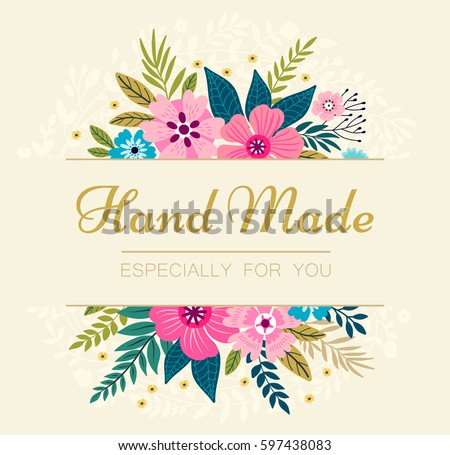Floral wreath on white background. Bright colorful spring flowers. Vector floral frame template. Cute retro flowers arranged in the shape of a wreath is perfect for invitations and greeting cards