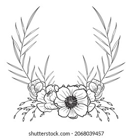 Floral Wreath Plant Arrangement Decorative Ornament Save the Date Invitation