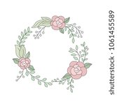 Floral wreath in round frame. Suitable for advertising, invitation and other. Vector Illustration