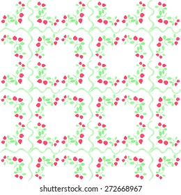Floral wreath. Seamless pattern with cranberry. Real watercolor drawing. Vector illustration. Traced painting