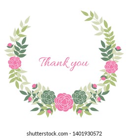 Floral wreath with spring and summer flowers anf leaves. Frame template. Vector illustration for invitations, wedding and greeting cards design 