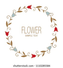Floral wreath of stylized lilies or tulips. Vector Illustration.