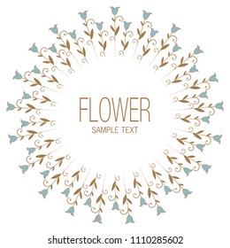 Floral wreath of stylized lilies or tulips. Vector Illustration.