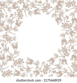 Floral wreath with summer berry, circle design with branch wreath and berries
