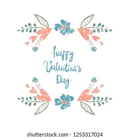 Floral wreath. Valentine`s Day Callygraphic Wreath - hand drawn Vector illustration.