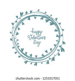 Floral wreath. Valentine`s Day Callygraphic Wreath - hand drawn Vector illustration.