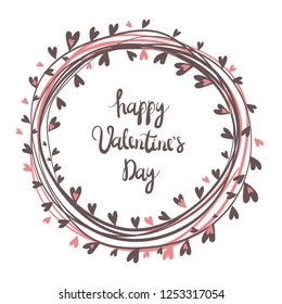 Floral wreath. Valentine`s Day Callygraphic Wreath - hand drawn Vector illustration.