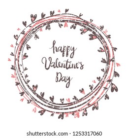 Floral wreath. Valentine`s Day Callygraphic Wreath - hand drawn Vector illustration.