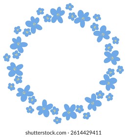 Floral wreath vector illustration. A delicate light blue flower frame perfect for invitations, greeting cards, posters, and various creative projects.
