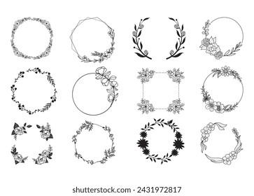 Floral Wreath vector For Print, Floral Wreath Clipart, Floral Wreath vector Illustration