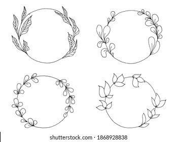 Floral wreath vector. Round floral frame. Frame for a monogram. Floral frame for design. Botanical clipart