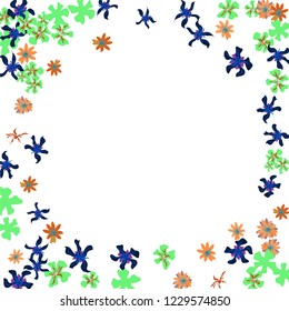 Floral Wreath. Vector Round Pattern with Small Wild Flowers for Card, Cover, Poster. Floral Decoration for Wedding or Birthday Invitation. Bright Design on White Background.
