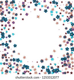 Floral Wreath. Vector Round Pattern with Tiny Wild Flowers for Print, Brochure, Placard. Floral Decoration for Wedding or Birthday Invitation. Colorful Design on White Background.