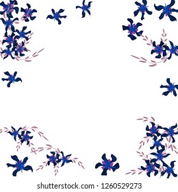 Floral Wreath. Vector Round Pattern with Small Wild Flowers for Card, Cover, Poster. Floral Decoration for Wedding or Birthday Invitation. Bright Design on White Background.