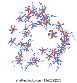 Floral Wreath. Vector Round Pattern with Tiny Wild Flowers for Print, Brochure, Placard. Floral Decoration for Wedding or Birthday Invitation. Colorful Design on White Background.