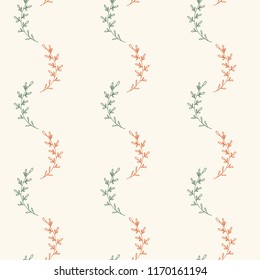 Floral wreath vector seamless pattern on vanilla background, for web, print cards, invitation, design, banner. Retro vintage style, hand drawn design.