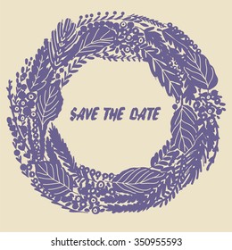 Floral wreath vector silhouette save the date