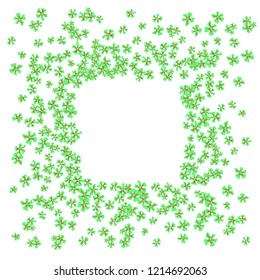 Floral Wreath. Vector Square Pattern with Small Wild Flowers for Print, Brochure, Poster. Floral Decoration for Wedding or Birthday Invitation. Colorful Design on White Background.