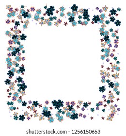 Floral Wreath. Vector Square Pattern with Little Wild Flowers for Card, Banner, Placard. Floral Decoration for Wedding or Birthday Invitation. Trendy Design on White Background.