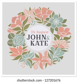 Floral wreath - vector wedding design