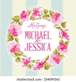 Floral wreath for Vintage Label. Vector illustration.