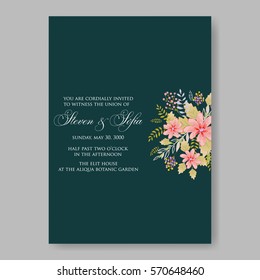 Floral wreath wedding invitation