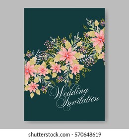 Floral wreath wedding invitation